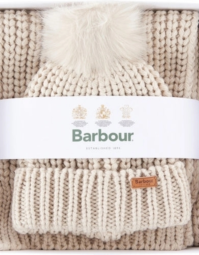 SALTBURN BEANIE & SCARF Womens Gift Set Pearl