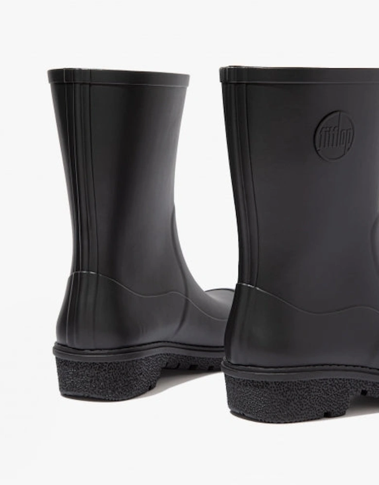 WONDERWELLY SHORT Womens Rubber Wellington Boots All Black