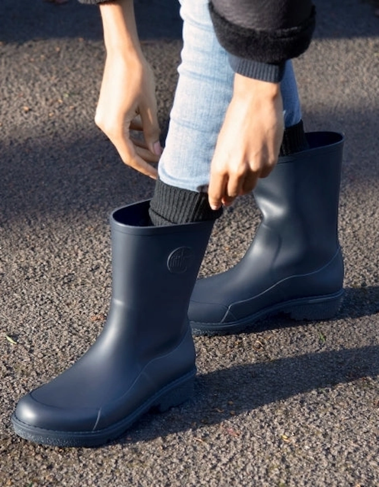 WONDERWELLY SHORT Womens Rubber Wellington Boots Midnight Navy