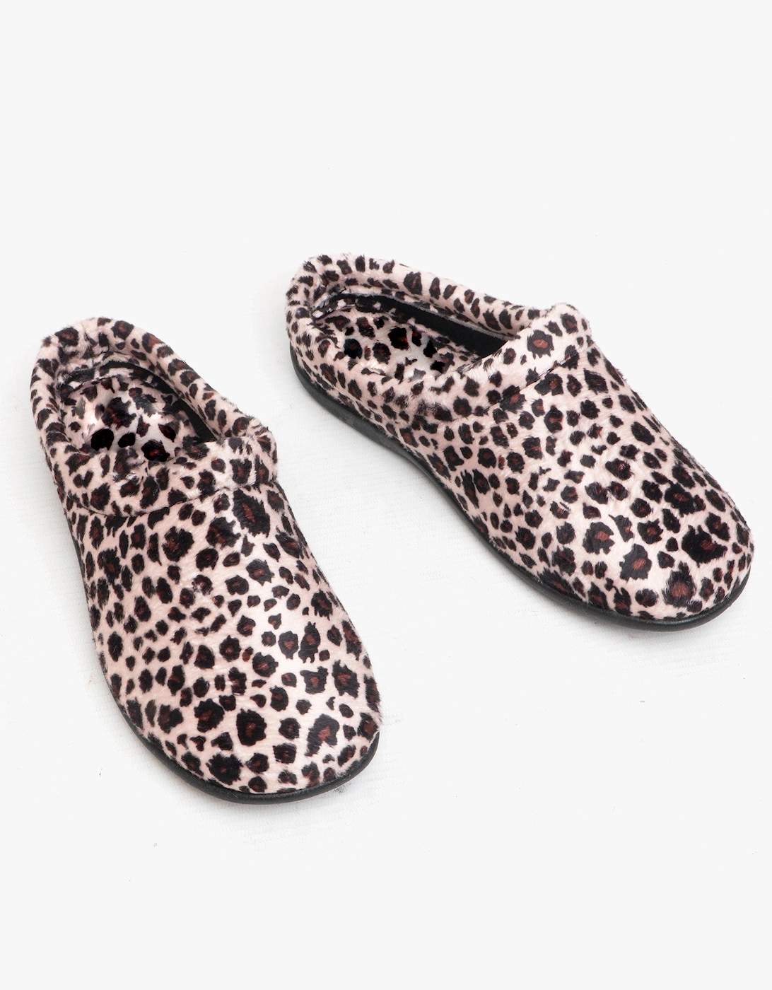 CLAIRE Womens Plush Textile Mules Leopard