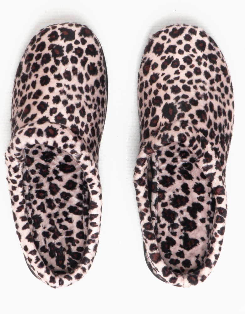 CLAIRE Womens Plush Textile Mules Leopard