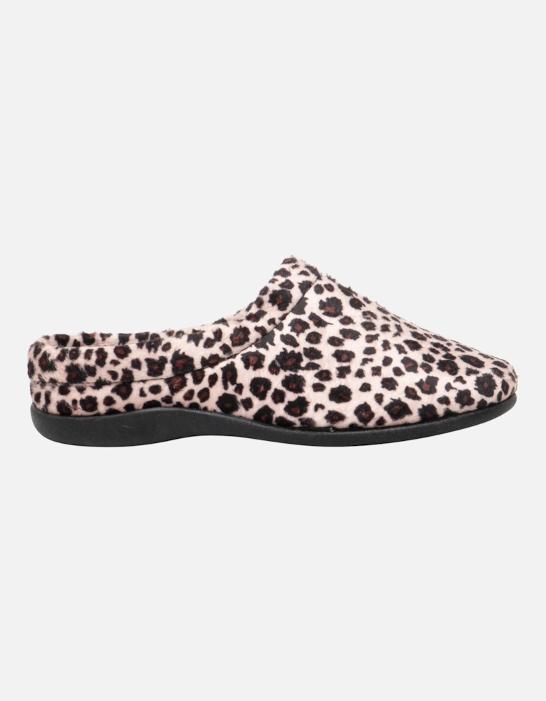 CLAIRE Womens Plush Textile Mules Leopard