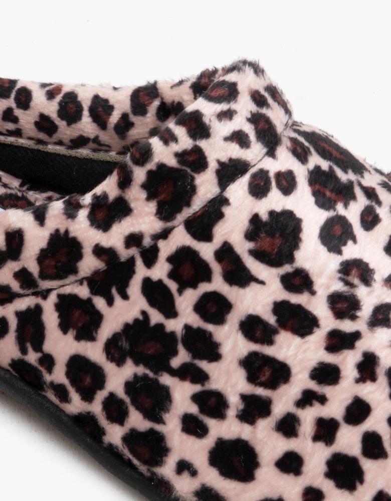 CLAIRE Womens Plush Textile Mules Leopard