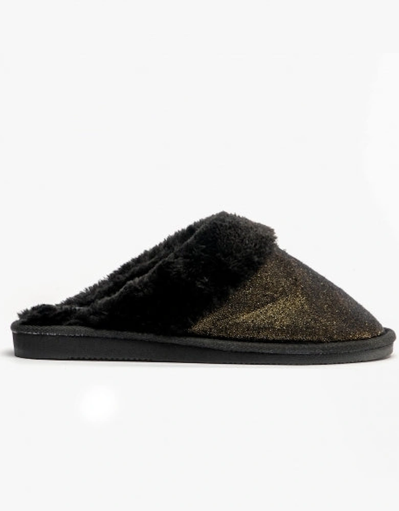 Jo & Joe SHIMMER Womens Mule Slippers Black