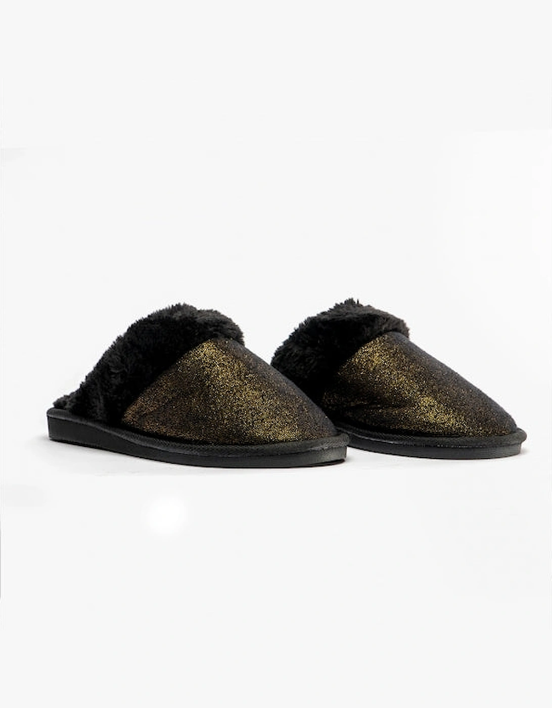 Jo & Joe SHIMMER Womens Mule Slippers Black