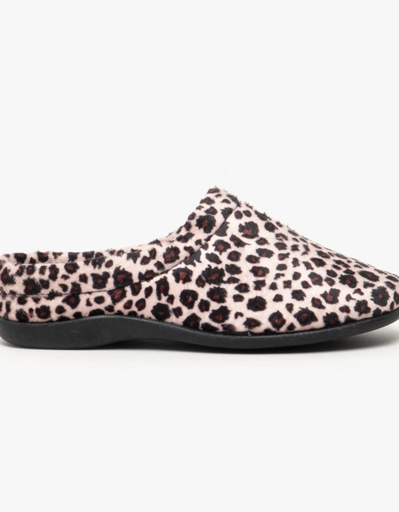 CLAIRE Womens Plush Textile Mules Leopard