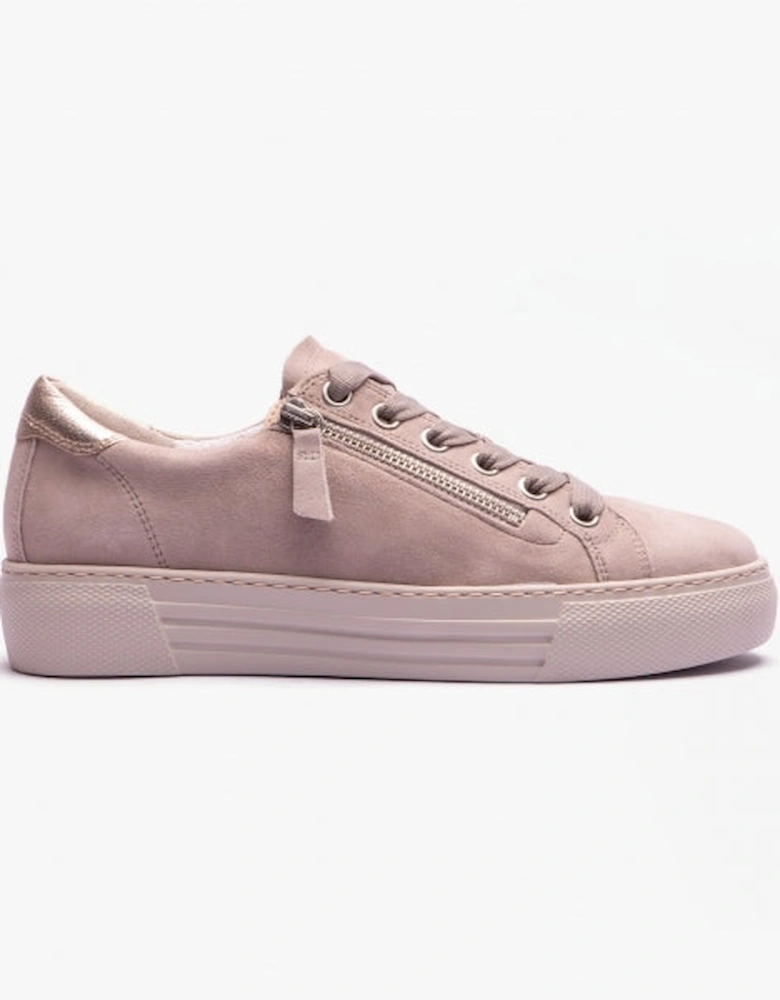 CAMPUS Womens Wide Platform Suede Trainers Taupe