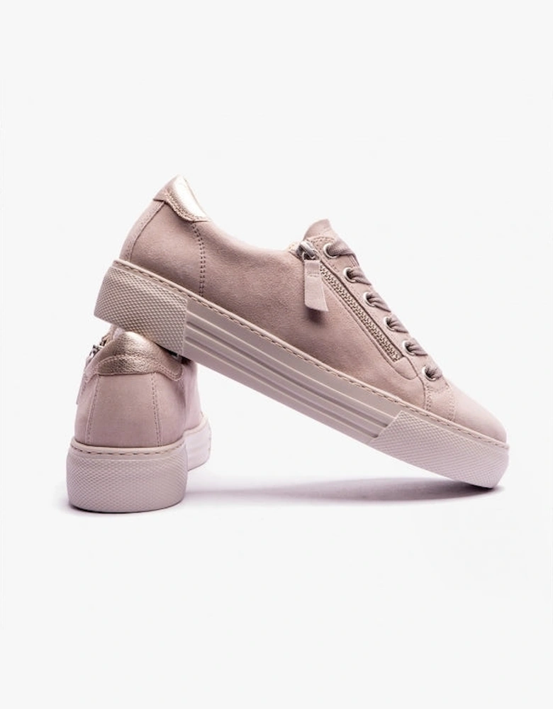 CAMPUS Womens Wide Platform Suede Trainers Taupe