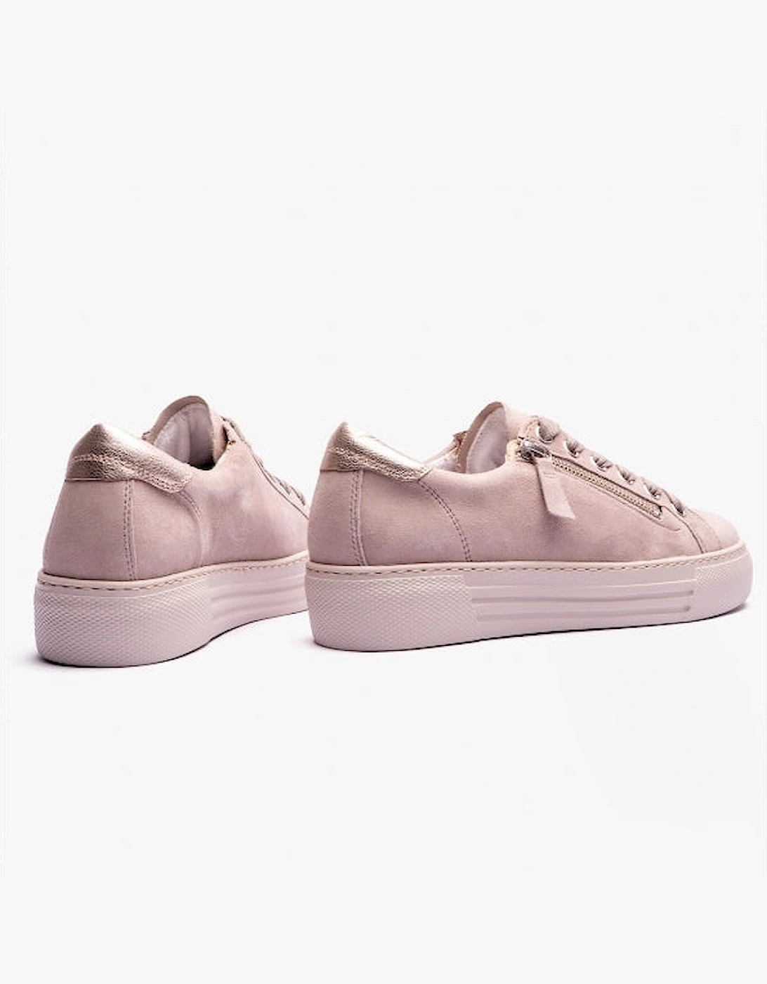 CAMPUS Womens Wide Platform Suede Trainers Taupe