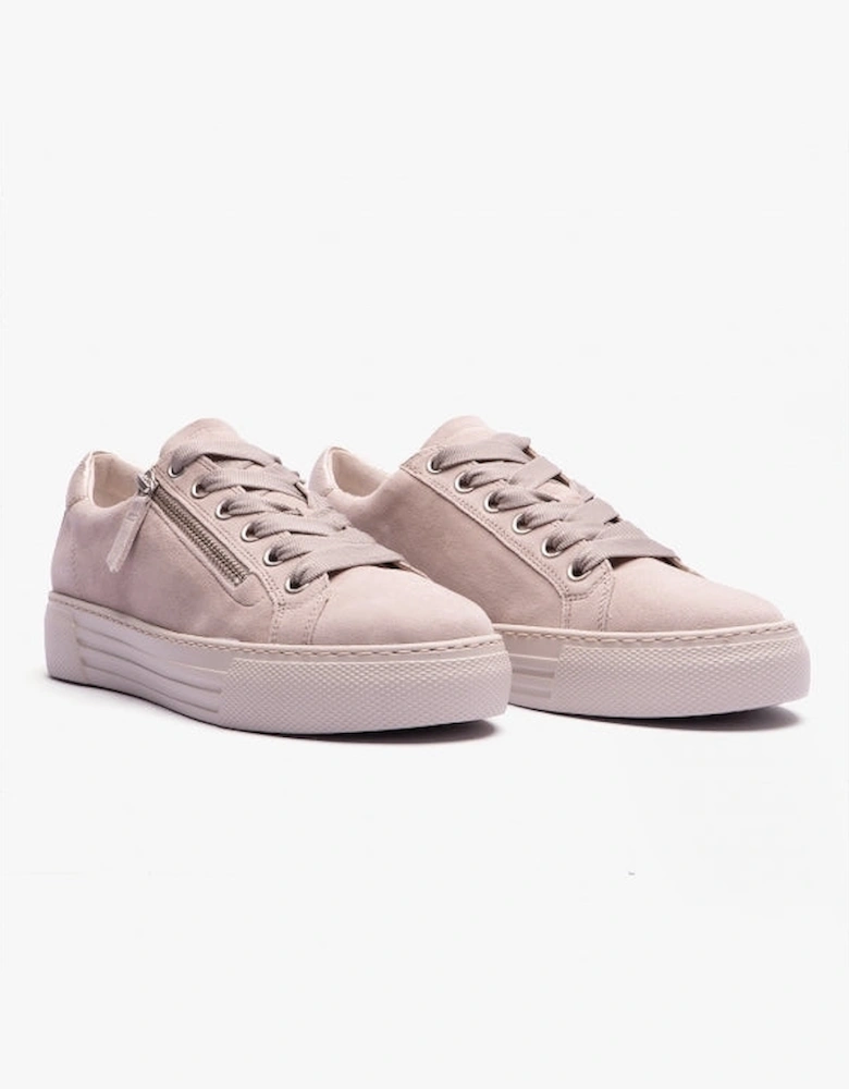 CAMPUS Womens Wide Platform Suede Trainers Taupe