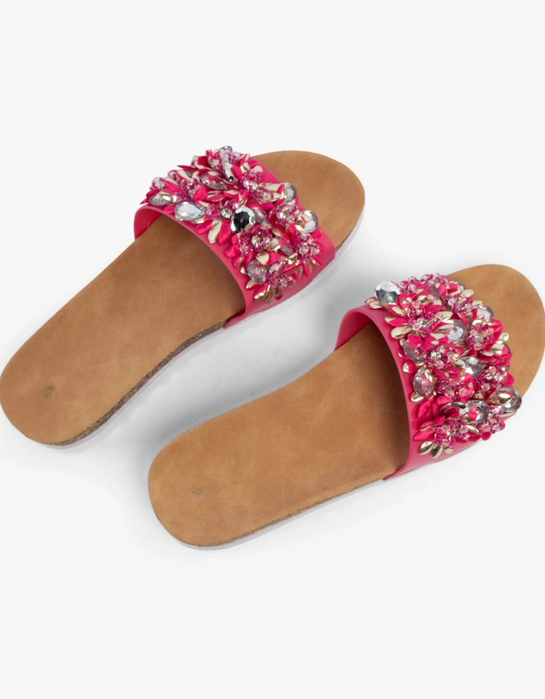 GLITZY Womens Slides Fushia Pink