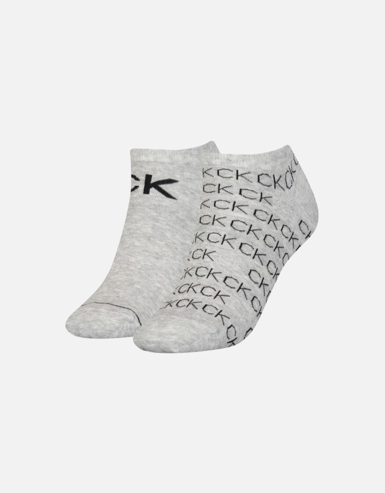 2 Pack Womens Logo Print Socks Grey