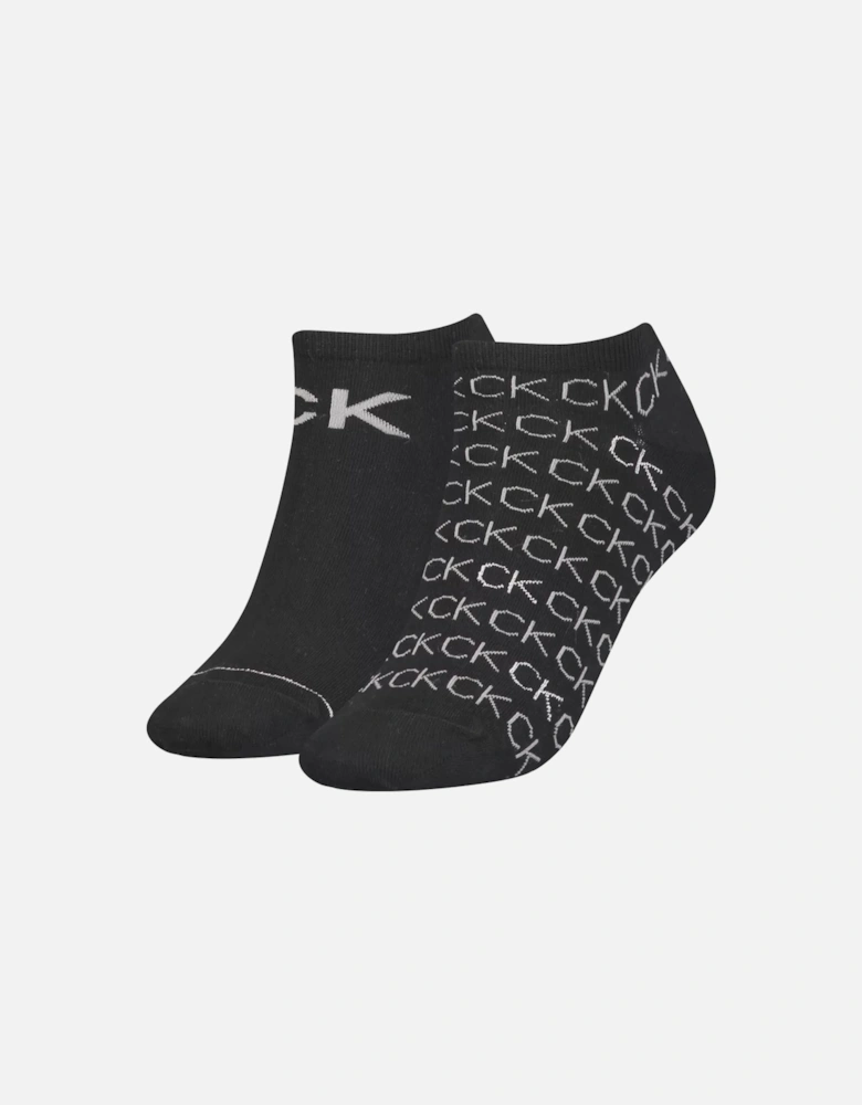 2 Pack Womens Logo Print Socks Black