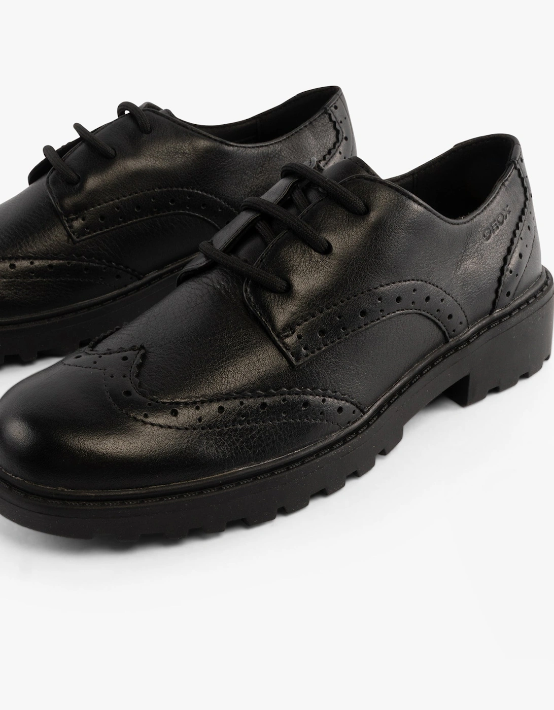 JR CASEY Girls Leather Brogue School Shoes Black