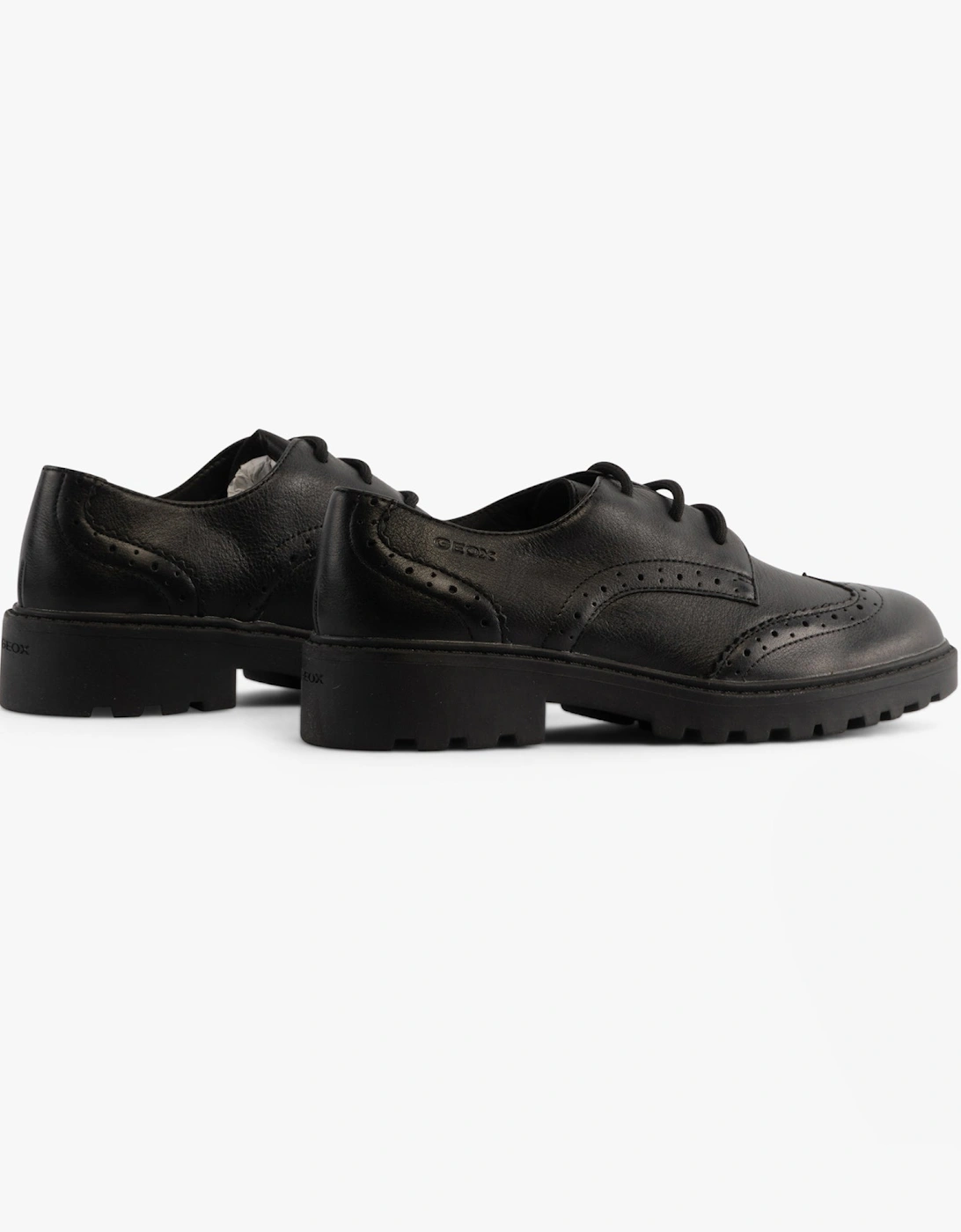 JR CASEY Girls Leather Brogue School Shoes Black