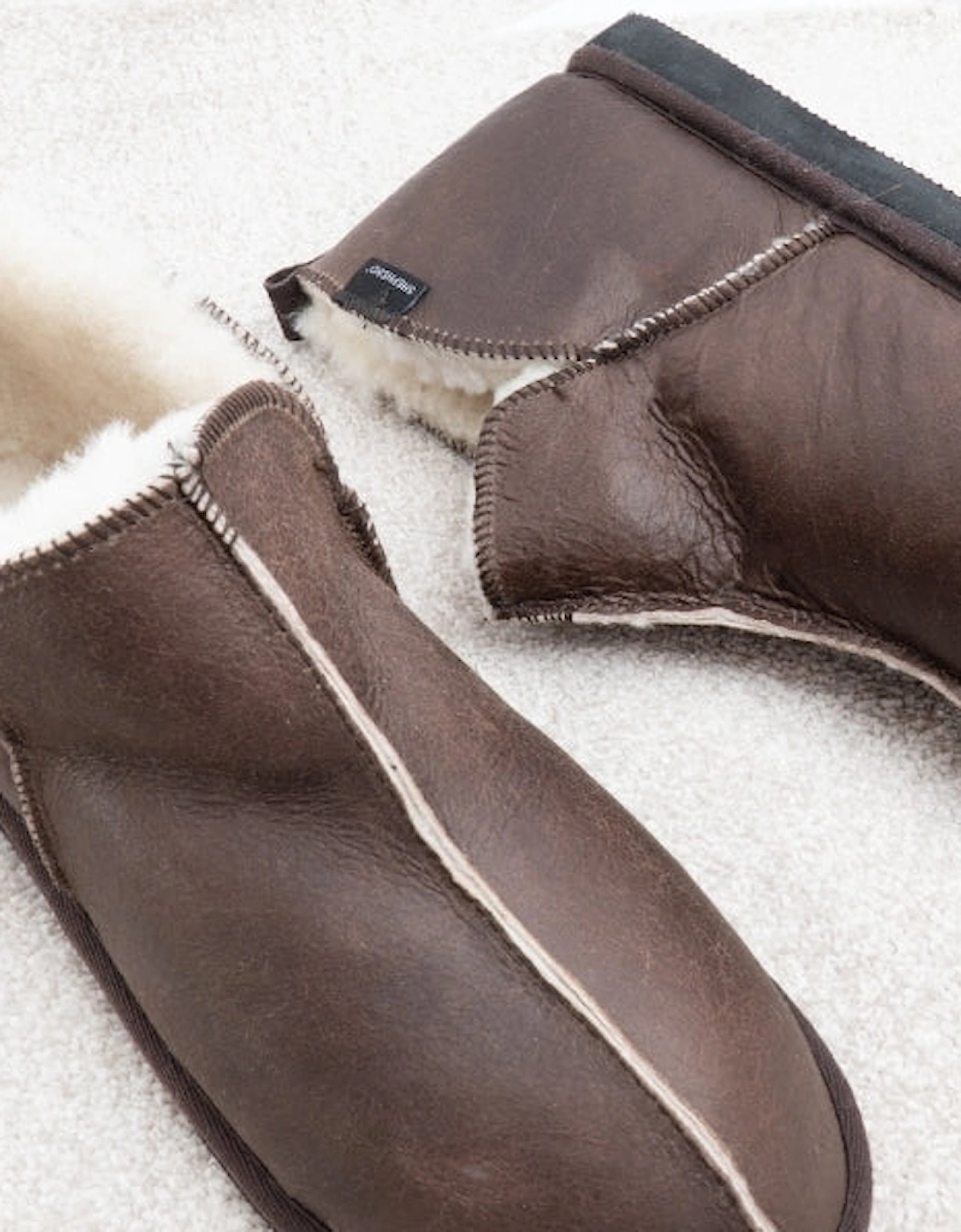 ANTON Mens Sheepskin Slipper Boots Oiled Antique