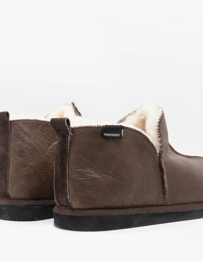 ANTON Mens Sheepskin Slipper Boots Oiled Antique