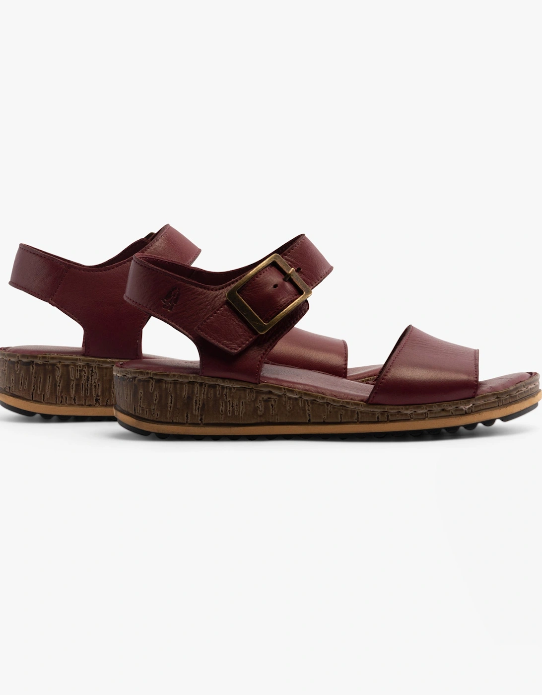 ELLIE Womens Leather Wedge Sandals Bordeaux