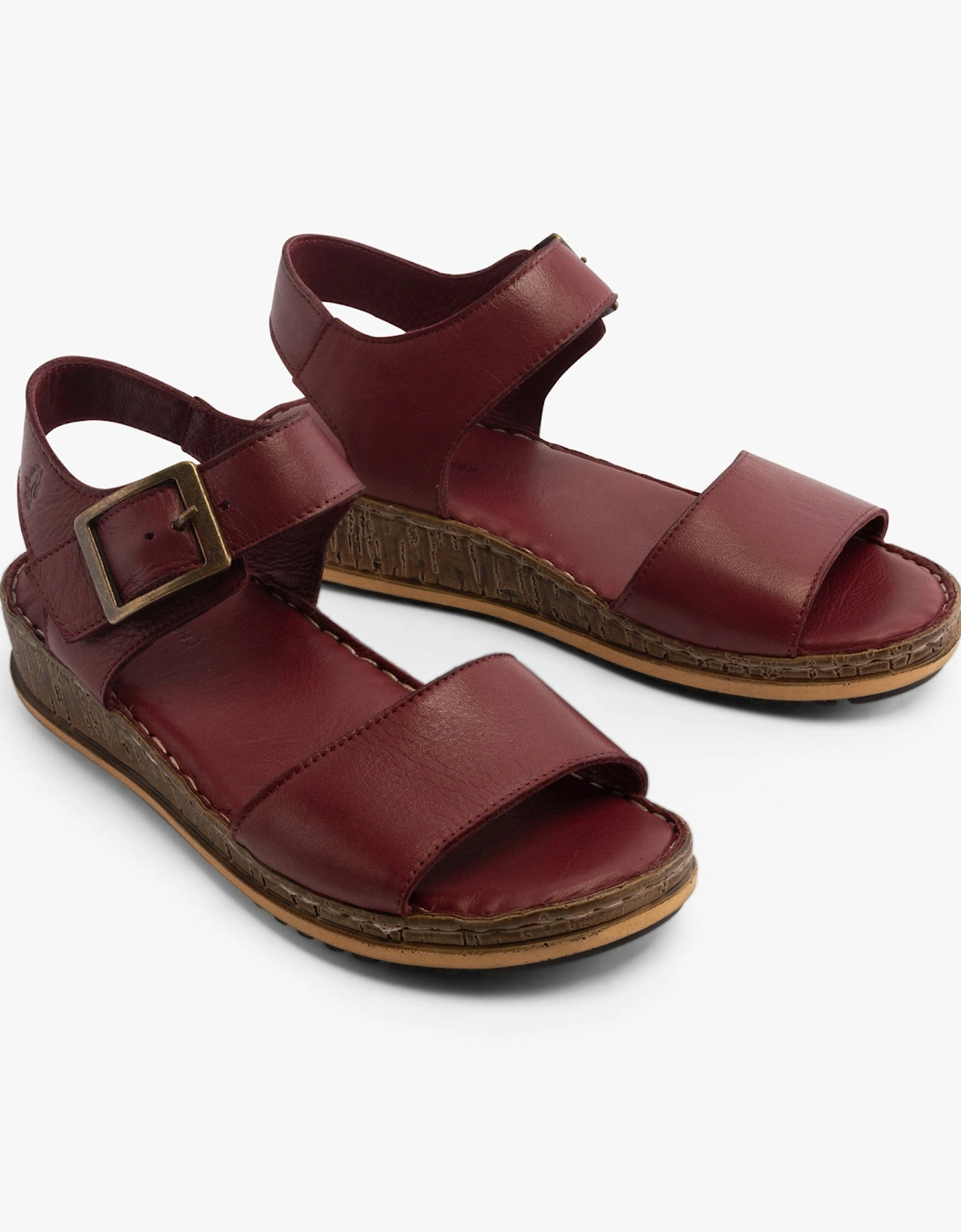 ELLIE Womens Leather Wedge Sandals Bordeaux