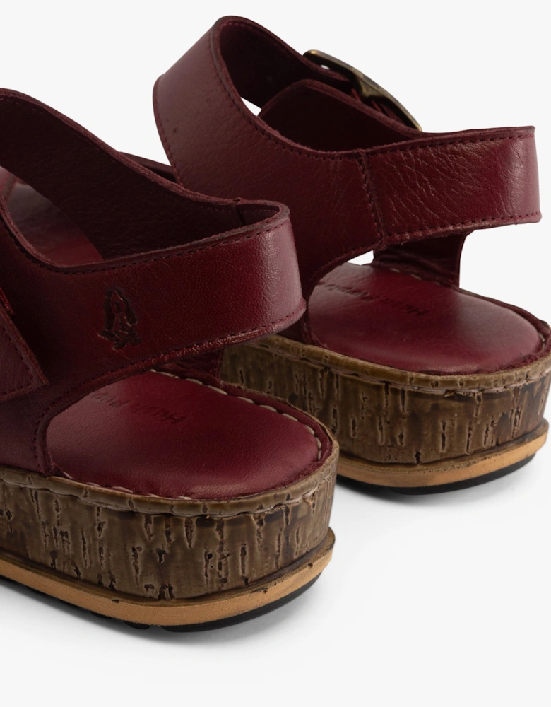 ELLIE Womens Leather Wedge Sandals Bordeaux