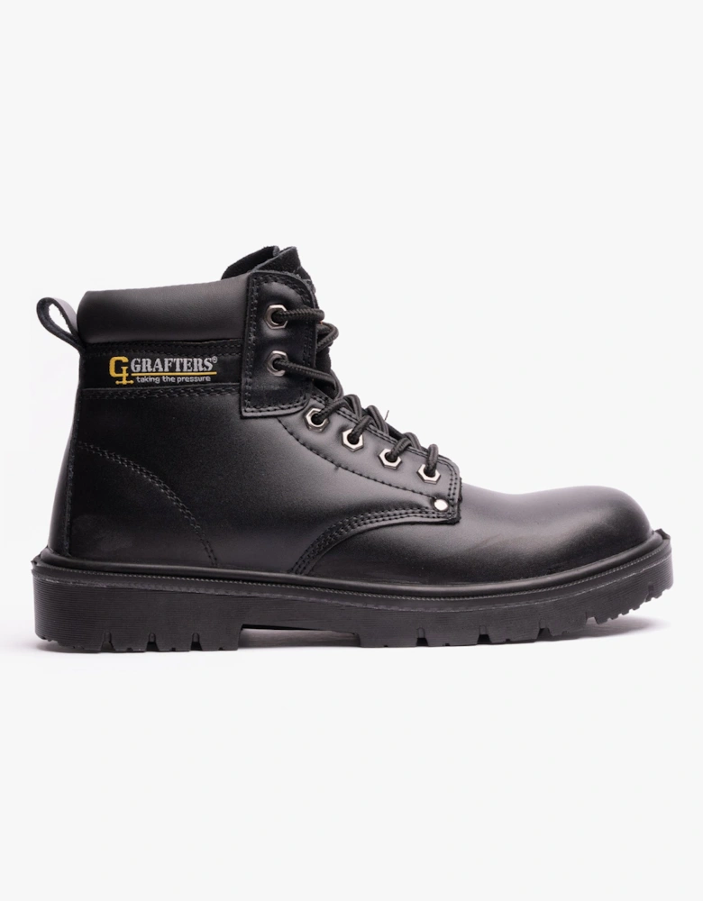 M958A Mens Leather Safety Boots Black