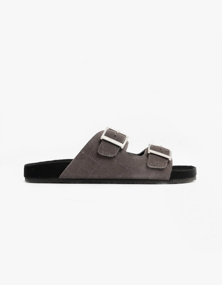 EDDIE Mens Suede Mule Slippers Dark Grey