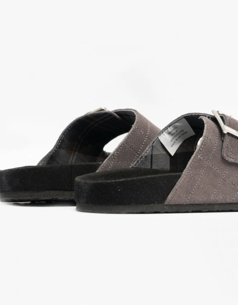 EDDIE Mens Suede Mule Slippers Dark Grey