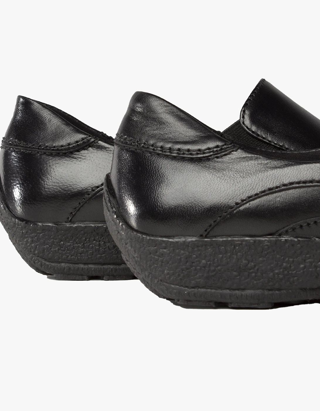 DAWN Womens Soft Leather Wedge Loafers Black