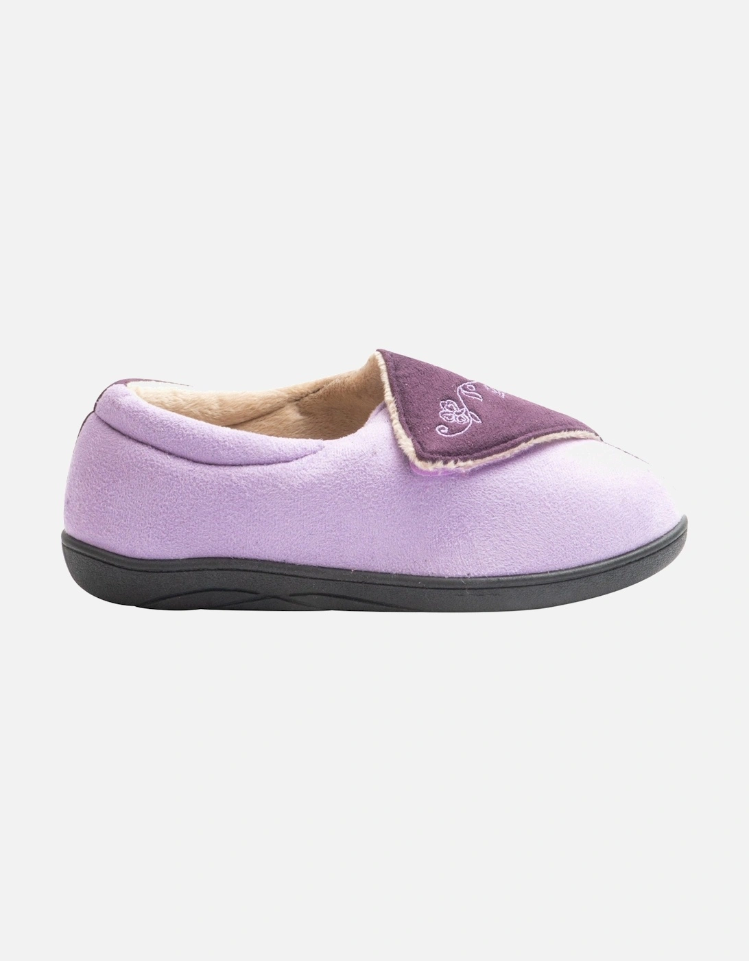 HETTIE Womens Extra Wide (2E) Touch Fasten Full Slippers Lavender