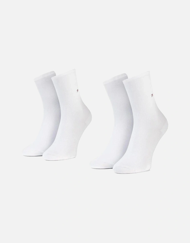 2 Pack Womens Crew Socks White