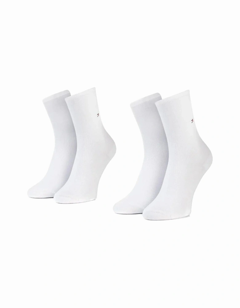 2 Pack Womens Crew Socks White