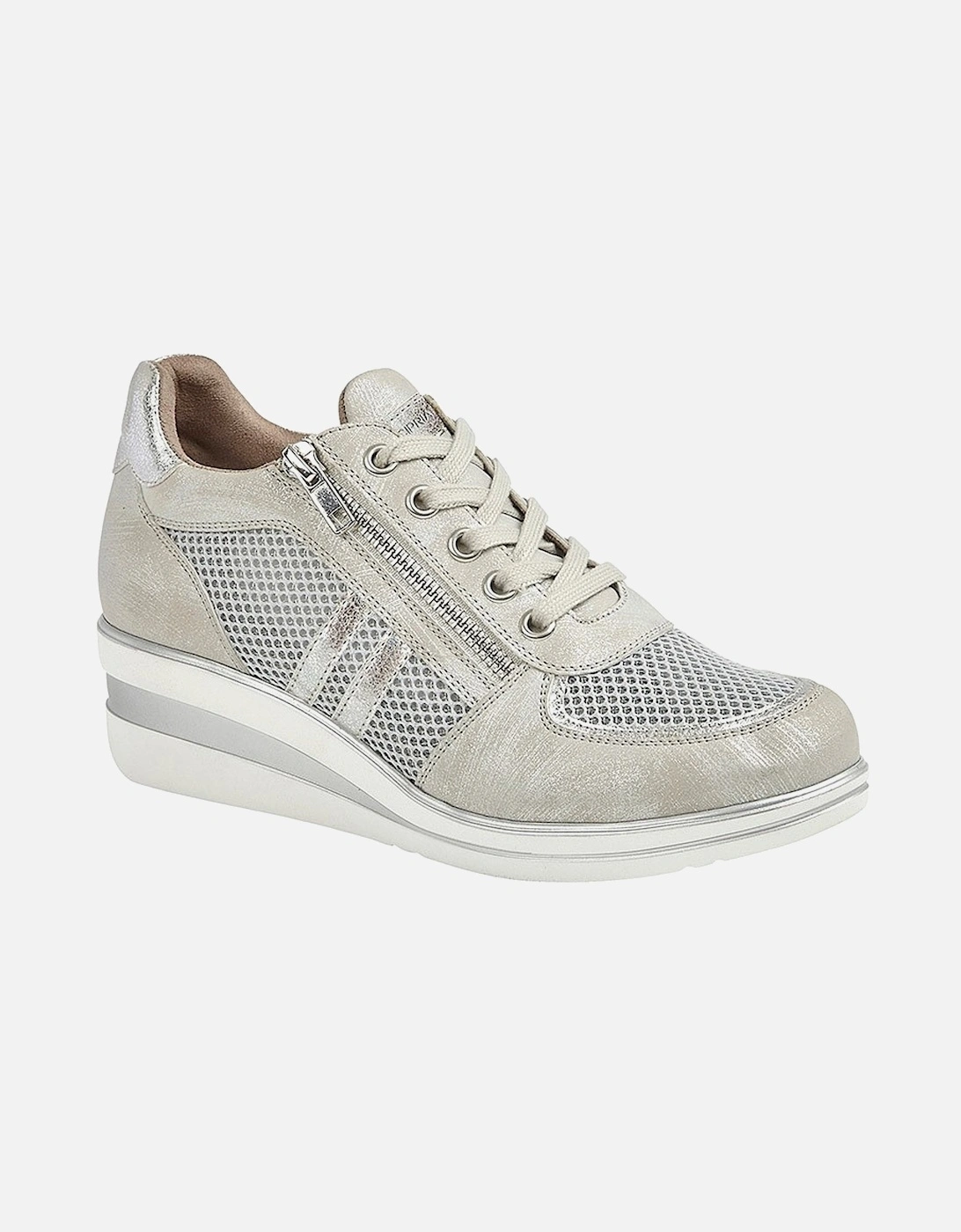 JONE Womens Lace / Zip Trainers Silver Metallic, 2 of 1