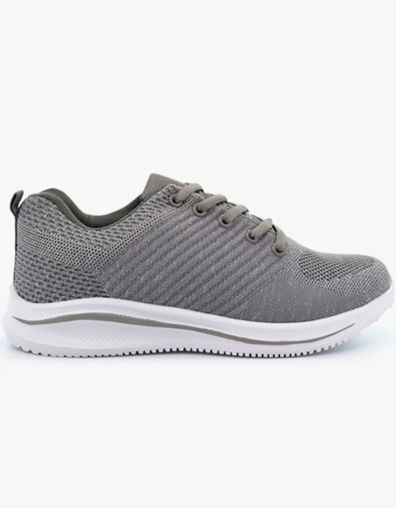 LEONA Womens Sparkle Lace Up Trainers Grey