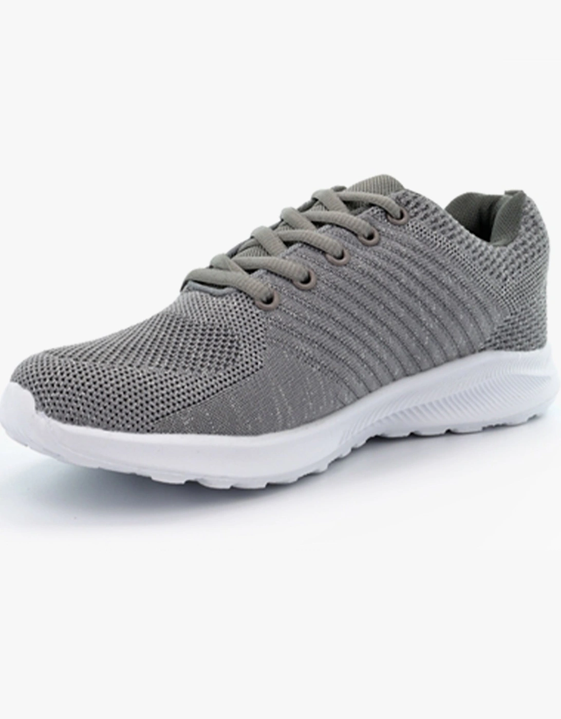 LEONA Womens Sparkle Lace Up Trainers Grey