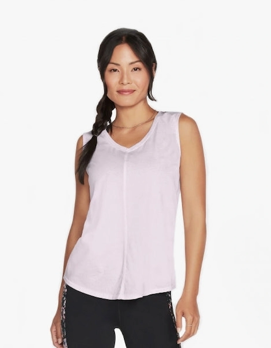 Skechers Women's Pink W1tt128/Prlv Diamond Wash Hatha V-Neck Tank Orchid Hush - Size: 14
