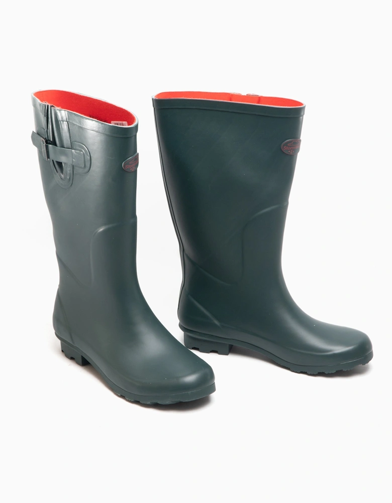 Stormwells BLYTHE Womens Rubber Wellington Boots Green/Red