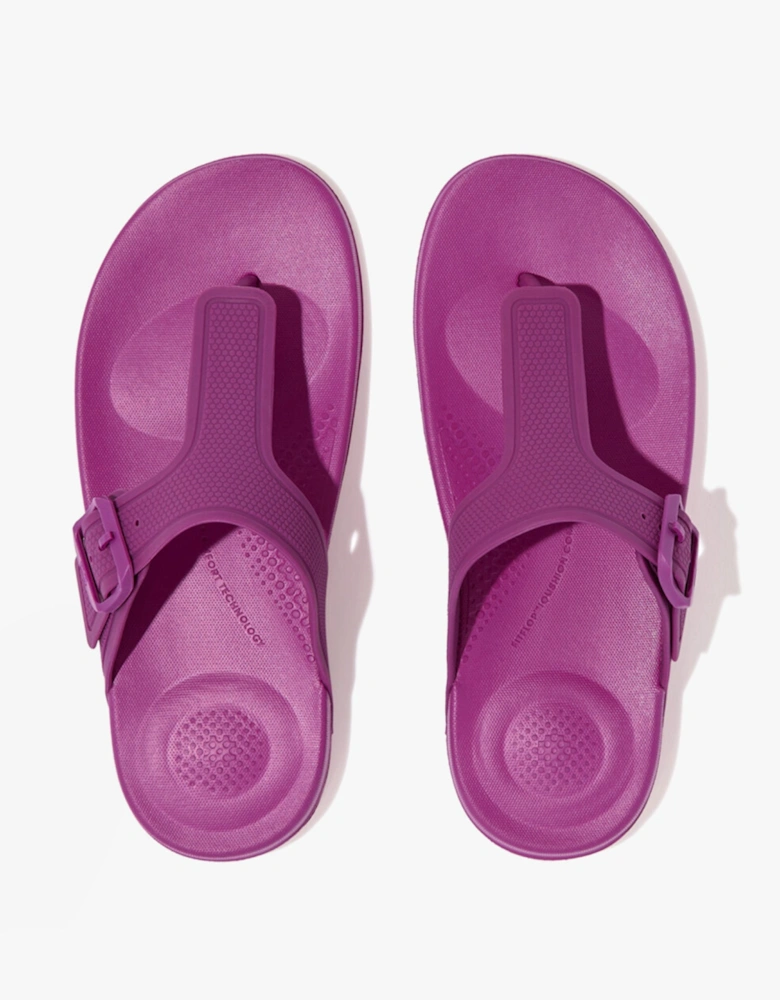 iQUSHION ADJUSTABLE Womens Buckle Flip-Flops Miami Violet