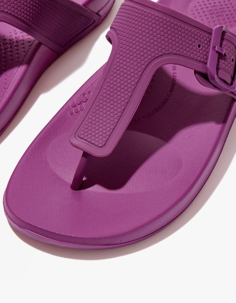 iQUSHION ADJUSTABLE Womens Buckle Flip-Flops Miami Violet