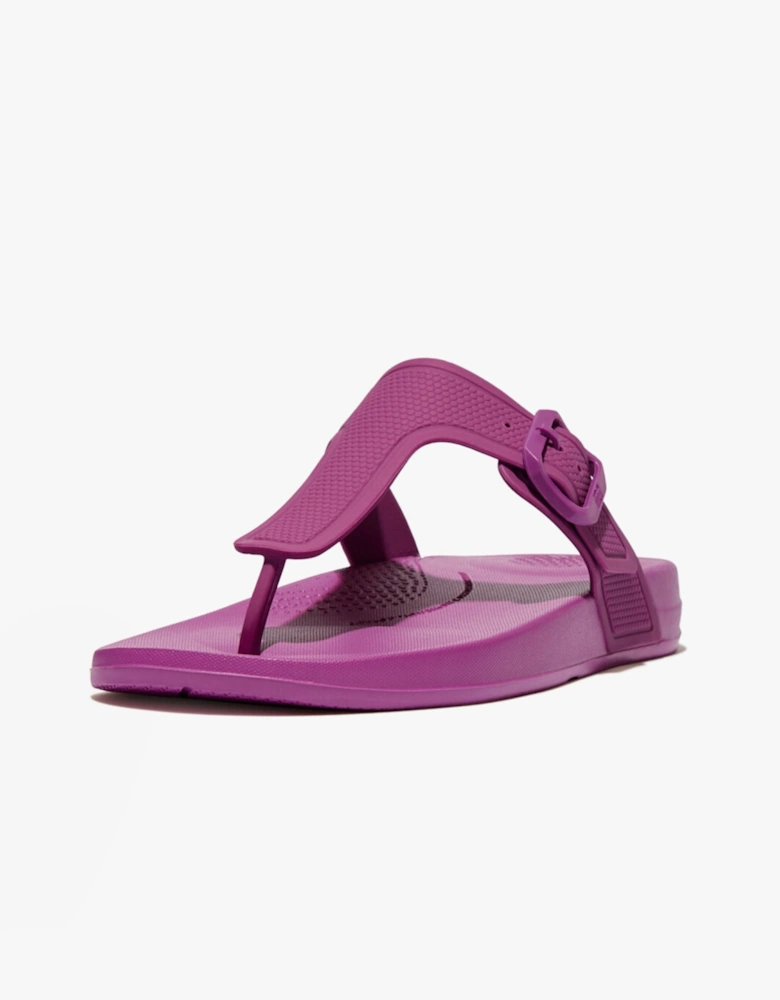 iQUSHION ADJUSTABLE Womens Buckle Flip-Flops Miami Violet