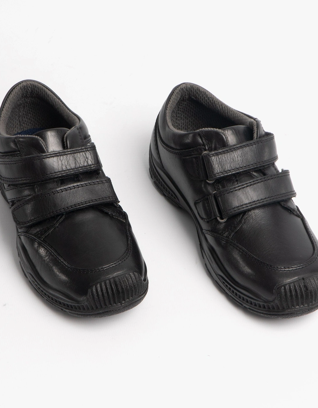 JEROME Boys Leather Touch Fasten Shoes Black