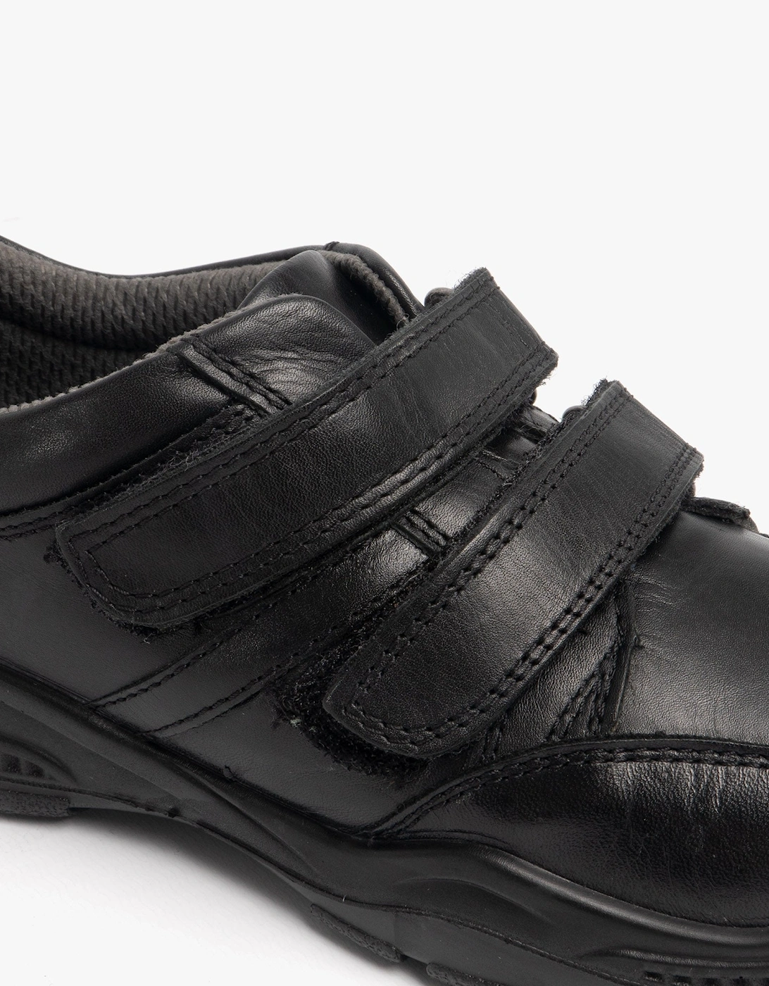 JEROME Boys Leather Touch Fasten Shoes Black