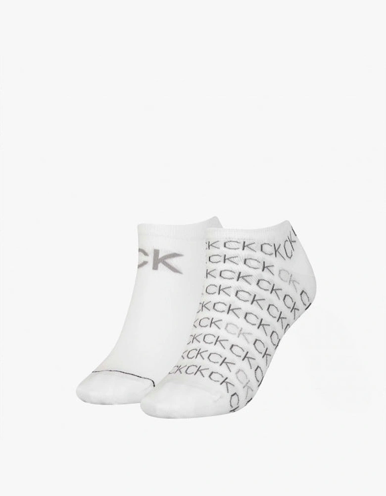 2 Pack Womens Logo Print Socks White