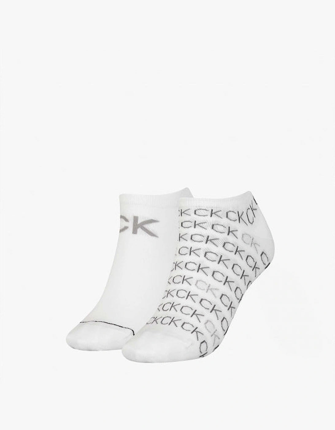 2 Pack Womens Logo Print Socks White, 2 of 1