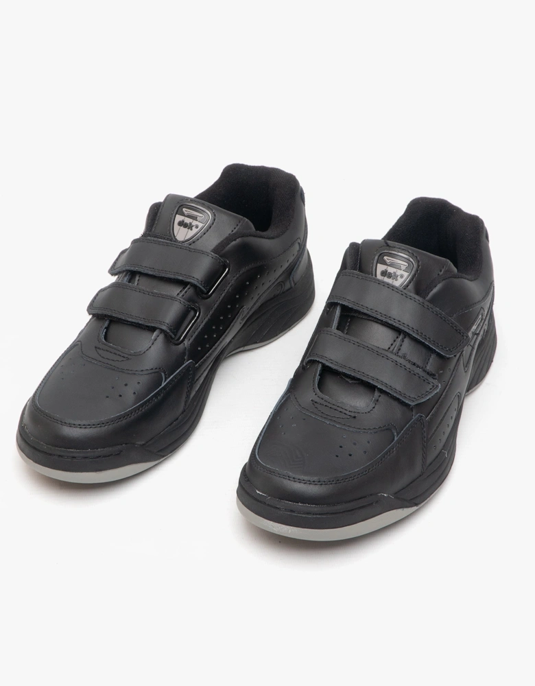 ARIZONA Mens Leather Twin Touch Fastening Trainers Black