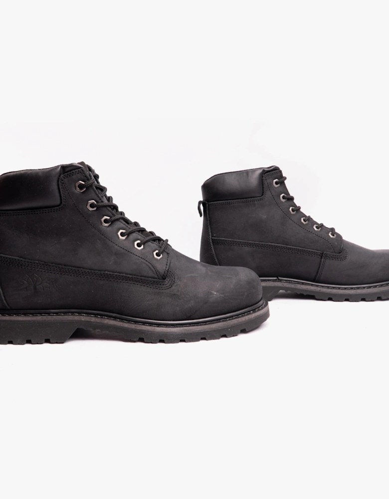 RICK Mens Leather Work Boots Black