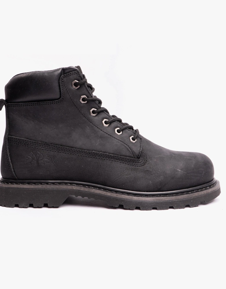 RICK Mens Leather Work Boots Black