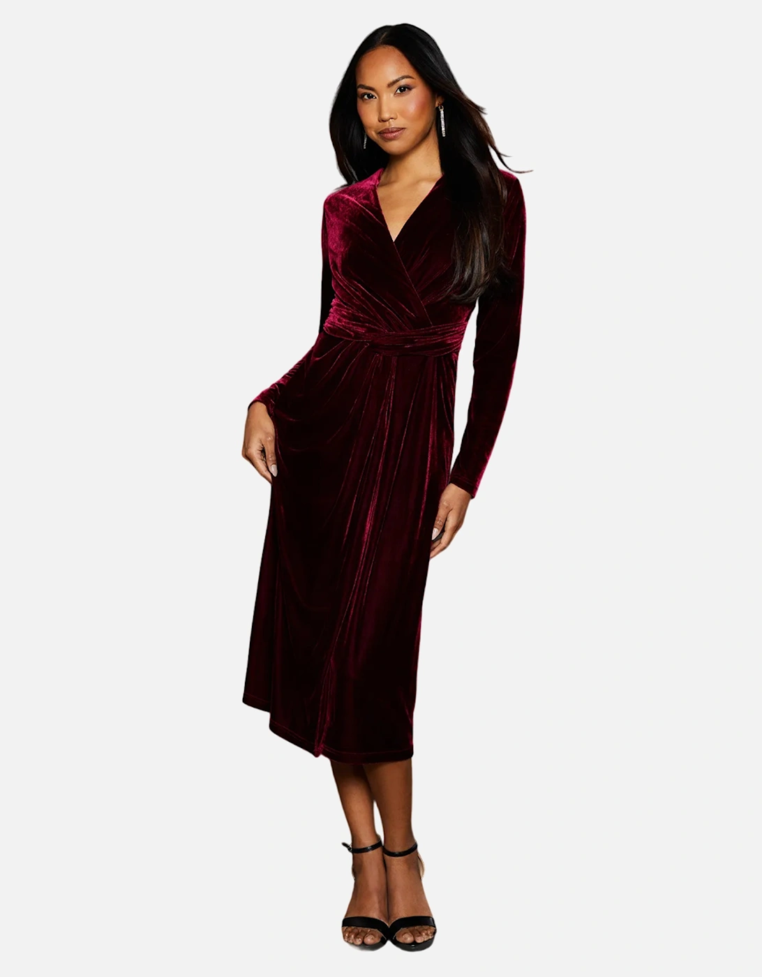 Womens/Ladies Velvet Twisted Midi Dress