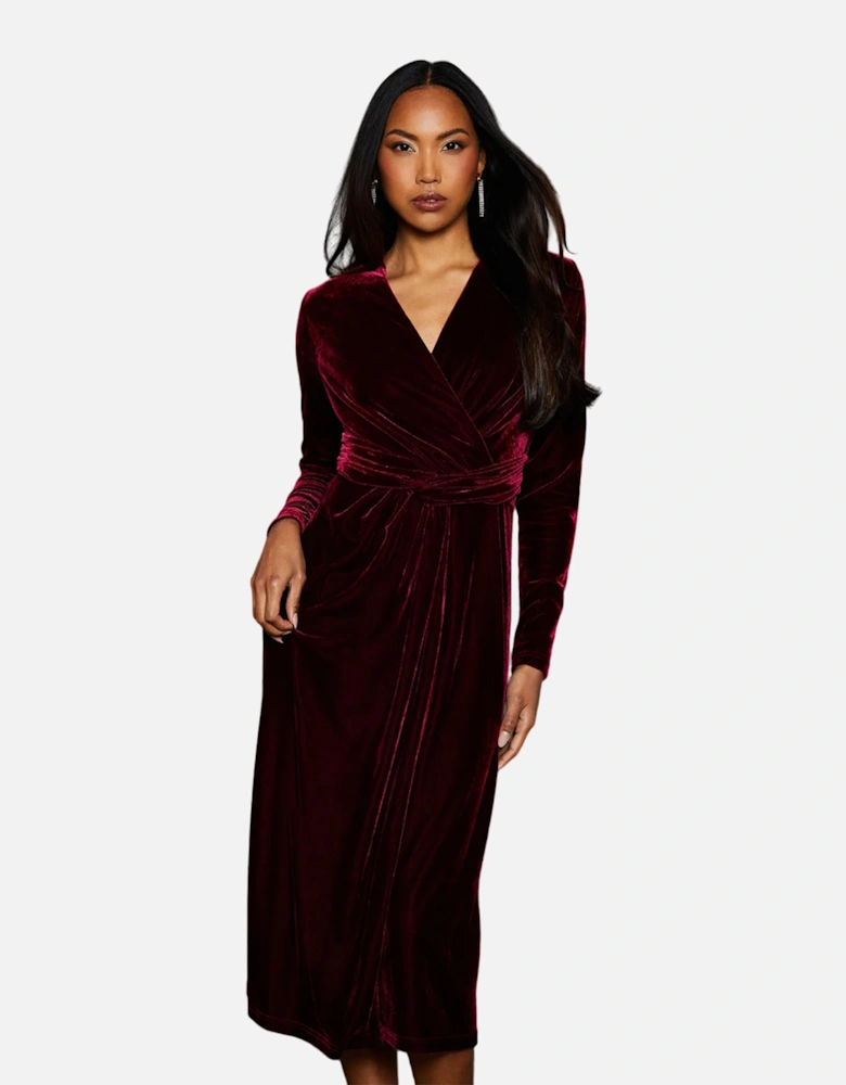 Womens/Ladies Velvet Twisted Midi Dress