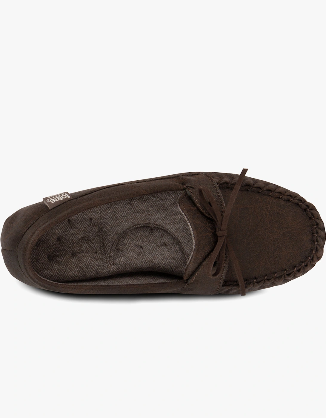 Isotoner DISTRESSED HERRINGBONE Mens Moccasin Slippers Brown