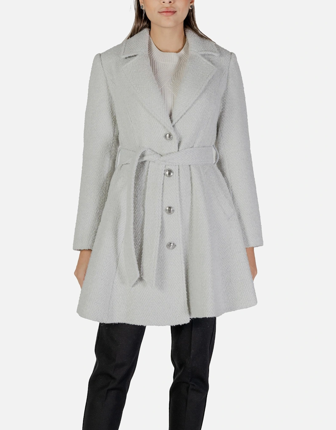 Low-Cut V-Neck Buttoned Coat Women - Grey, 4 of 3